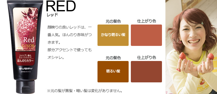 エブリ カラートリートメント 明るい髪の仕上がりイメージ