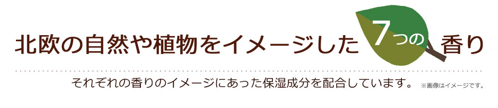 北欧の自然や植物をイメージした7つの香り
