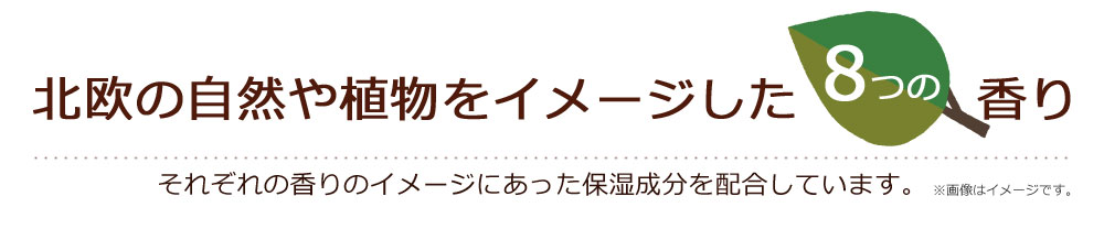 北欧の自然や植物をイメージした8つの香り