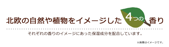 北欧の自然や植物をイメージした4つの香り